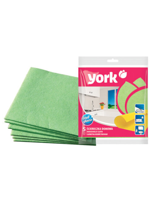 Салфетки ВИСКОЗНЫЕ универсальные, 35х35 см, КОМПЛЕКТ 5 шт., 85 г/м2, YORK, 20020