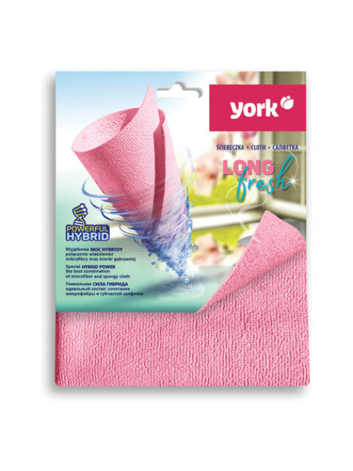 Салфетка из МИКРОФИБРЫ ГУБЧАТАЯ PVA/ПВА СУПЕРВПИТЫВАЮЩАЯ 30х35 см, Long Fresh, розовая, 275 г/м2, YORK, 26250