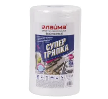 Салфетки универсальные в рулоне 200 шт., СУПЕР ТРЯПКА, 23х25 см, вискоза, 40 г/м2, соты, LAIMA, 605488