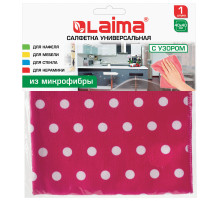 Салфетка из МИКРОФИБРЫ универсальная, 40х40 см, горошек, 250 г/м2, LAIMA, 607582