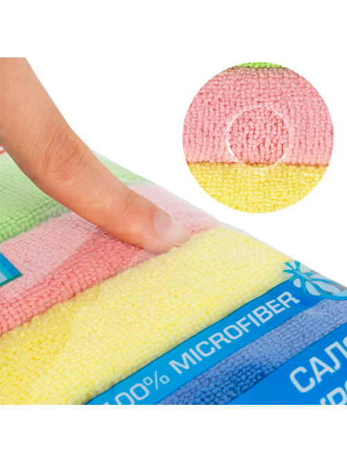 Салфетка из МИКРОФИБРЫ универсальная 40х40 см, КОМПЛЕКТ 4 шт., MULTI PRO COLOUR, 280 г/м2, LAIMA, 607793