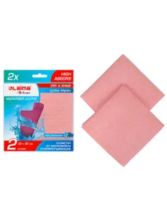 Салфетка из МИКРОФИБРЫ ГУБЧАТАЯ PVA/ПВА СУПЕРВПИТЫВАЮЩАЯ 30х30 см, КОМПЛЕКТ 2 шт., HIGH ABSORB, 320 г/м2, LAIMA, 607790