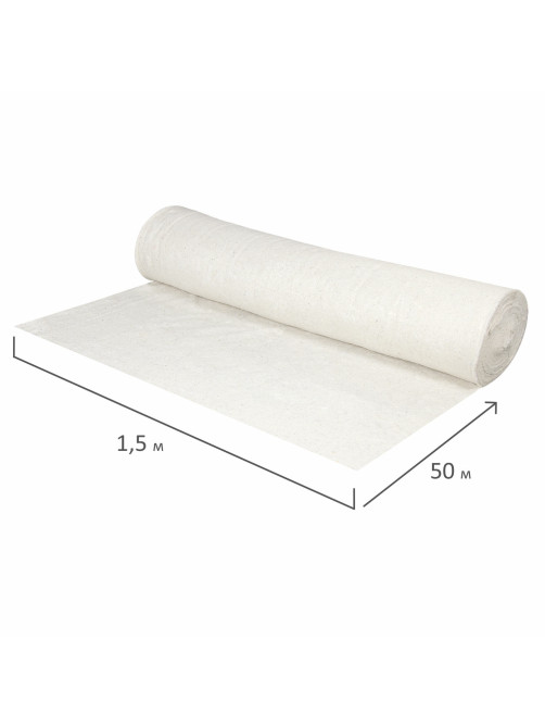 Полотно ХПП холстопрошивное, Узбекистан, светлое, 1,5х50 м, 150(±10) г/м2, шаг 2,5 мм, LAIMA, 607525