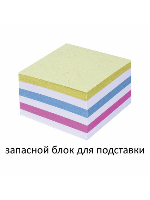 Блок для записей непроклеенный, 9х9х5 см, плотность 65 г/м2, цветной с белым, STAFF, 126365