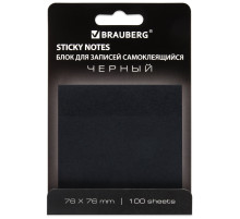 Блок самоклеящийся (стикеры) черный BRAUBERG BLACK, 76х76 мм, 100 листов, 115204