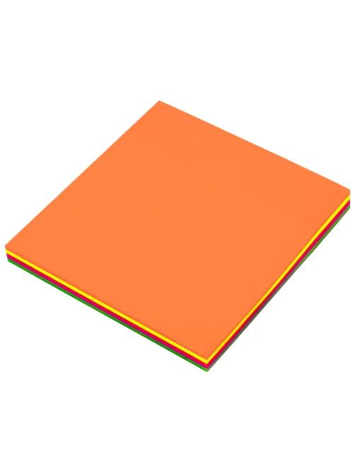 Блок самоклеящийся пластиковый (стикеры) 4 цвета BRAUBERG MULTI COLOUR 76х76 мм, 100 листов, 115208