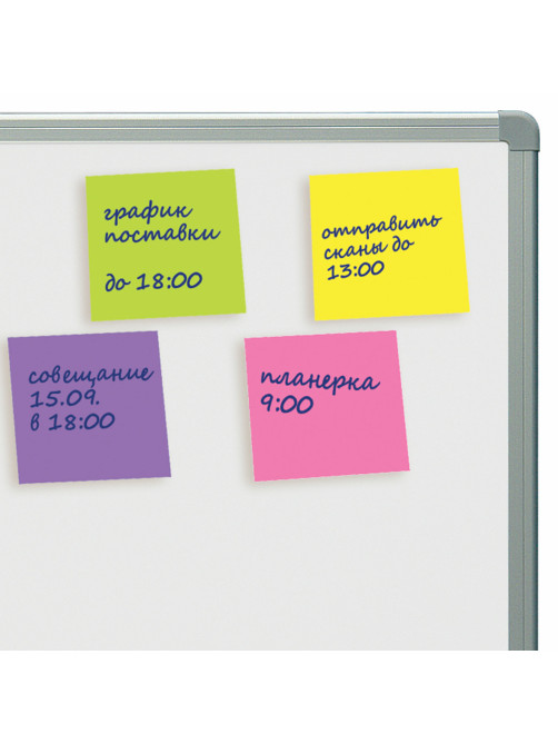 Блок самоклеящийся (стикеры), компактные, STAFF НЕОНОВЫЙ, 51х51 мм, 400 листов, 8 цветов, 115583