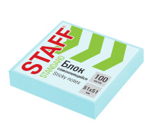 Блок самоклеящийся (стикеры) STAFF STANDARD, ПАСТЕЛЬНЫЙ 51х51 мм, голубой, 100 листов, 116578