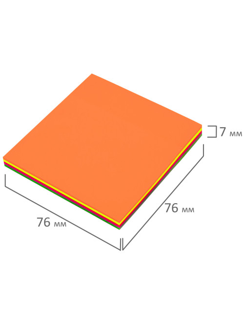 Блок самоклеящийся пластиковый (стикеры) 4 цвета BRAUBERG MULTI COLOUR 76х76 мм, 100 листов, 115208