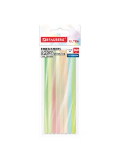 Закладки клейкие, выделители текста, BRAUBERG ULTRA COLOR, 135х5 мм, 160 штук (8 цветов х 20 листов), 116685