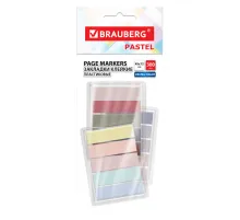 Закладки клейкие пастельные BRAUBERG PASTEL, НАБОР 300 штук (15 цветов х 20 листов), 45х12 мм, 116682