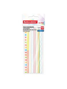 Закладки клейкие, выделители текста, BRAUBERG ULTRA PATTERN COLOR, 135х5 мм, 160 штук (8 цветов х 20 листов), 116687