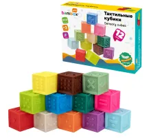 Тактильные кубики, сенсорные, ЭКО 12 штук, BAMBOX BABY (БАМБОКС БЭБИ), 665900
