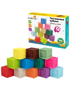 Тактильные кубики, сенсорные, ЭКО 12 штук, BAMBOX BABY (БАМБОКС БЭБИ), 665900