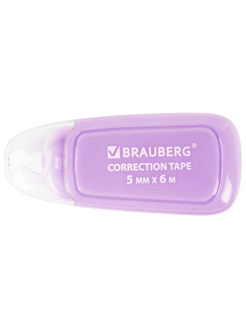 Корректирующая лента BRAUBERG COMPACT PLUS PASTEL, 5 мм х 6 м, корпус ассорти, блистер, 270551