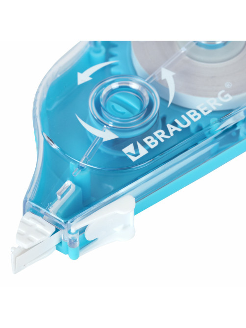 Корректирующая лента BRAUBERG MAXI PLUS, 5 мм х 25 м, механизм перемотки, корпус голубой, блистер, 272500
