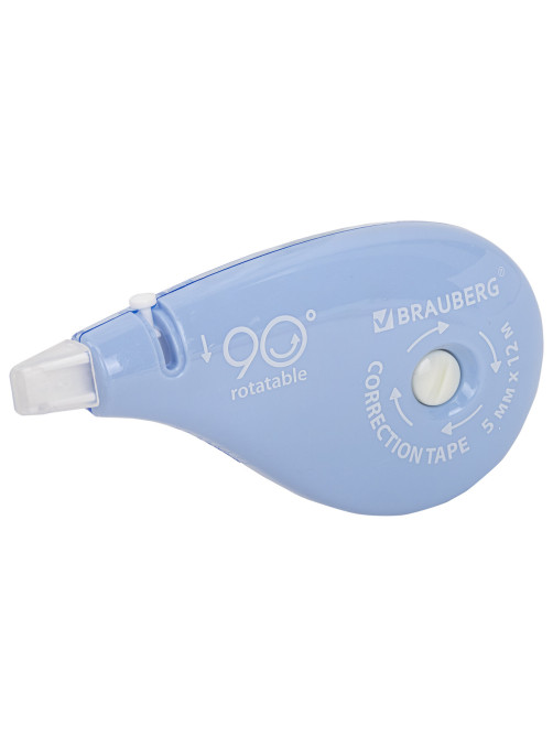 Корректирующая лента BRAUBERG PASTEL 5 мм х 12 м, вращающийся наконечник 90°, ВЫГОДНАЯ УПАКОВКА 3 штуки в блистере,механизм перемотки,272489