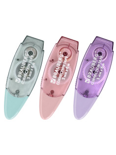 Корректирующая лента BRAUBERG PASTEL, 5 мм х 6 м, ассорти, блистер, 272666