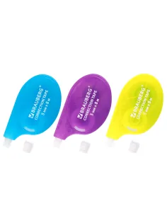Корректирующая лента BRAUBERG ULTRA NEON, 5 мм х 8 м, цвет ассорти, блистер, 272664