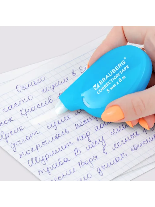 Корректирующая лента BRAUBERG ULTRA NEON, 5 мм х 8 м, цвет ассорти, блистер, 272664