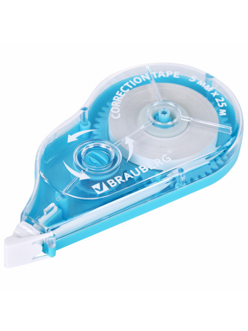 Корректирующая лента BRAUBERG MAXI PLUS, 5 мм х 25 м, механизм перемотки, корпус голубой, блистер, 272500