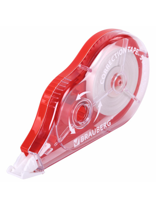 Корректирующая лента BRAUBERG MAXI PLUS, 5 мм х 25 м, механизм перемотки, корпус красный, блистер, 272501