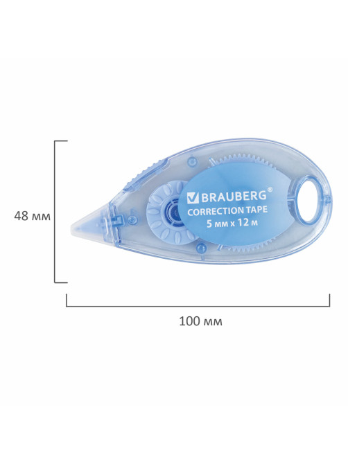 Корректирующая лента BRAUBERG PASTEL, 5 мм x 12 м, механизм перемотки, ВЫГОДНАЯ УПАКОВКА 3 штуки в блистере, 271252