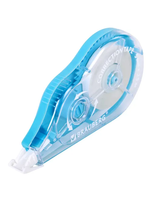 Корректирующая лента BRAUBERG MAXI PLUS, 5 мм х 25 м, механизм перемотки, корпус голубой, блистер, 272500