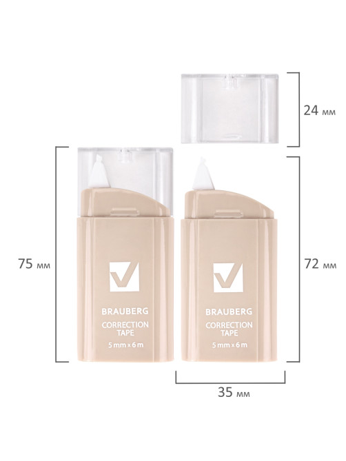 Корректирующая лента BRAUBERG COMPACT PASTEL, 5 мм х 6 м, корпус ассорти, блистер, 272495