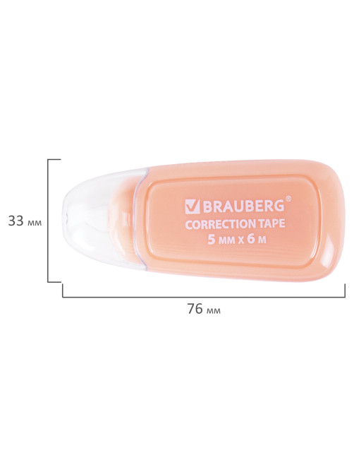 Корректирующая лента BRAUBERG COMPACT PLUS PASTEL, 5 мм х 6 м, корпус ассорти, блистер, 270551