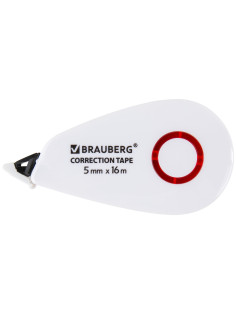 Корректирующая лента BRAUBERG SUPER, 5 мм х 16 м, корпус белый, блистер, 229061