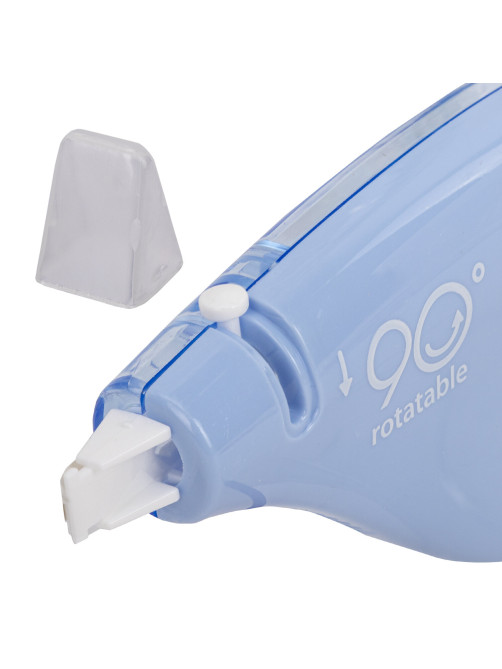 Корректирующая лента BRAUBERG PASTEL 5 мм х 12 м, вращающийся наконечник 90°, механизм перемотки, корпус голубой, блистер, 272488