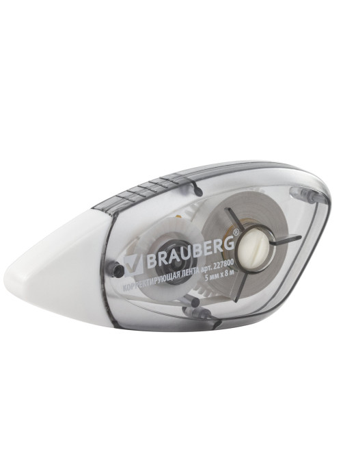 Корректирующая лента BRAUBERG BLACK&WHITE, 5 мм х 8 м, корпус черный тонированный, механизм перемотки, блистер, 227800