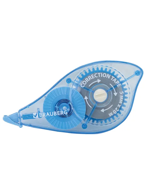 Корректирующая лента BRAUBERG PRO, 5 мм х 20 м, механизм перемотки, корпус синий, блистер, 272492