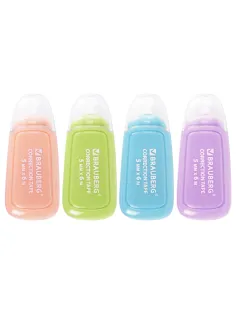 Корректирующая лента BRAUBERG COMPACT PLUS PASTEL, 5 мм х 6 м, корпус ассорти, блистер, 270551