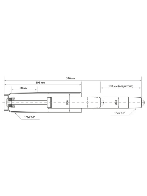Газлифт BRABIX A-100 короткий, черный, длина в открытом виде 346 мм, d50 мм, класс 2, 532001