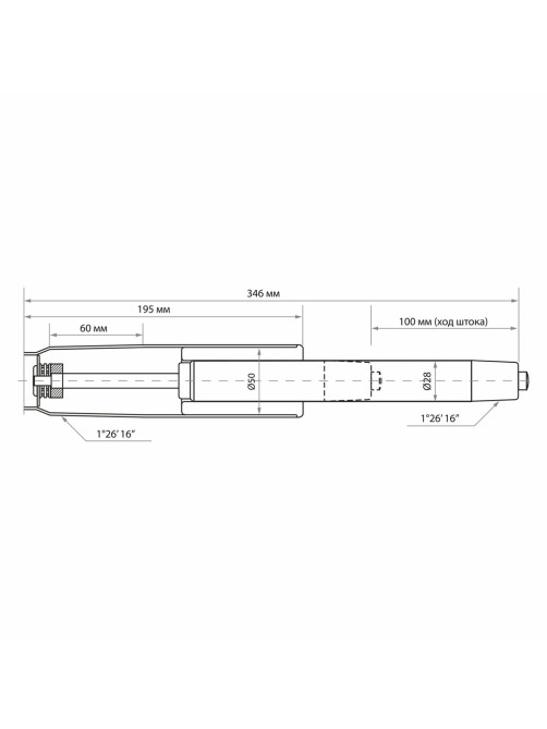 Газлифт B-100 короткий, ХРОМ, длина в открытом виде 346 мм, d 50 мм, класс 2, WBZ (ВБЗ), 533073