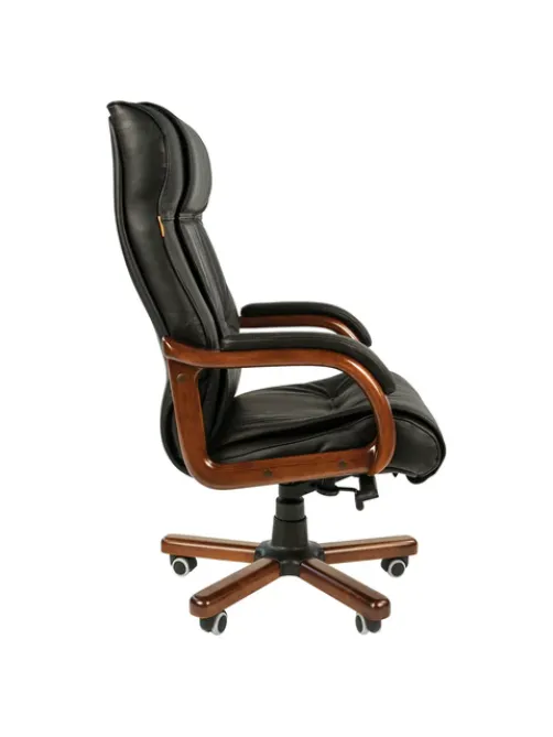 Кресло из натуральной кожи Chairman CH 653, дерево, черное, 7001203