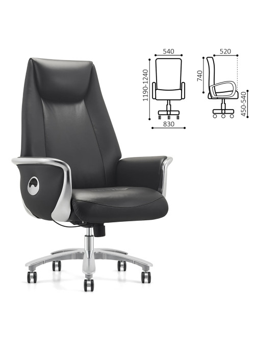 Кресло HAWASAN (ХАВАСАН) PREMIUM EX-800, до 200 кг, синхромеханизм, алюминий, экокожа, черное, 533234