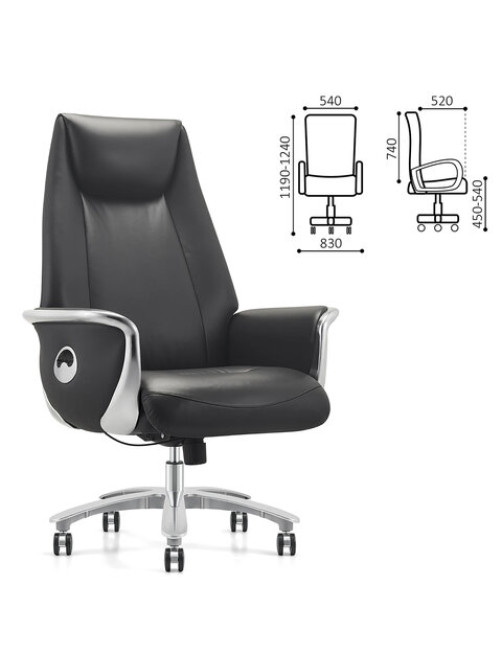 Кресло HAWASAN (ХАВАСАН) PREMIUM EX-800, до 200 кг, синхромеханизм, алюминий, экокожа, черное, 533234