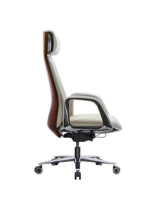 Кресло HAWASAN (ХАВАСАН) PREMIUM EX-820, синхромеханизм, слайдер, экокожа, белое/коричневое, 533237