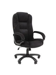 Кресло офисное Chairman CH 600, велюр, черное, 7158676