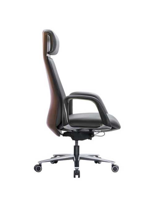 Кресло HAWASAN (ХАВАСАН) PREMIUM EX-820, синхромеханизм, слайдер, экокожа, графит/коричневое, 533238