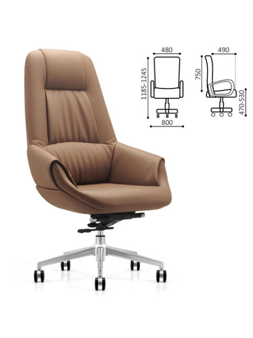 Кресло HAWASAN (ХАВАСАН) PREMIUM EX-810, алюминий, экокожа, коричневое, 533236