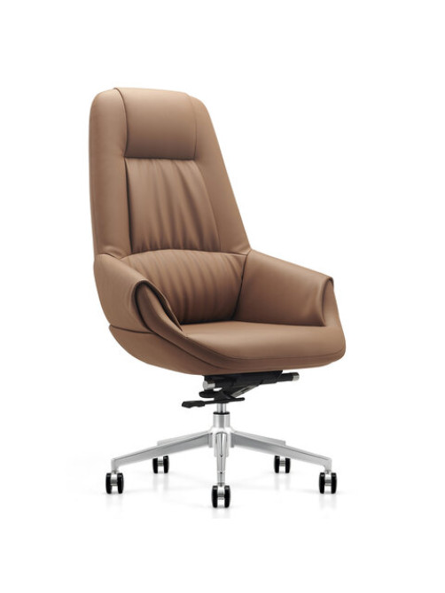 Кресло HAWASAN (ХАВАСАН) PREMIUM EX-810, алюминий, экокожа, коричневое, 533236