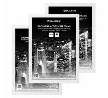 Рамка 21х30 см небьющаяся, КОМПЛЕКТ 3 шт., багет 14 мм дерево, BRAUBERG 