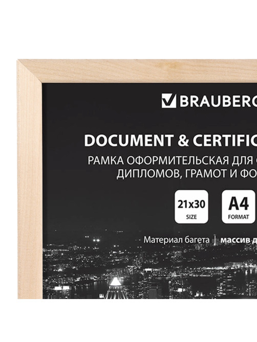 Рамка 21х30 см небьющаяся, КОМПЛЕКТ 3 шт., багет 14 мм дерево, BRAUBERG 