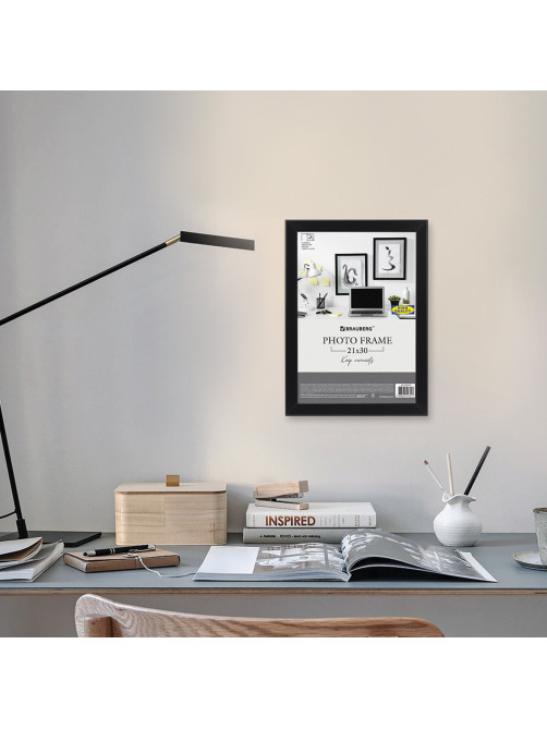 Рамка 21х30 см небьющаяся, аналог IKEA, багет 21 мм, МДФ, BRAUBERG 