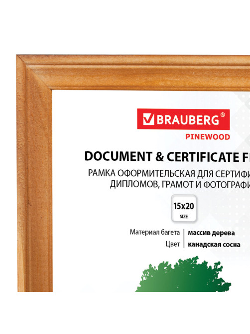 Рамка 15х20 см, дерево, багет 18 мм, BRAUBERG 