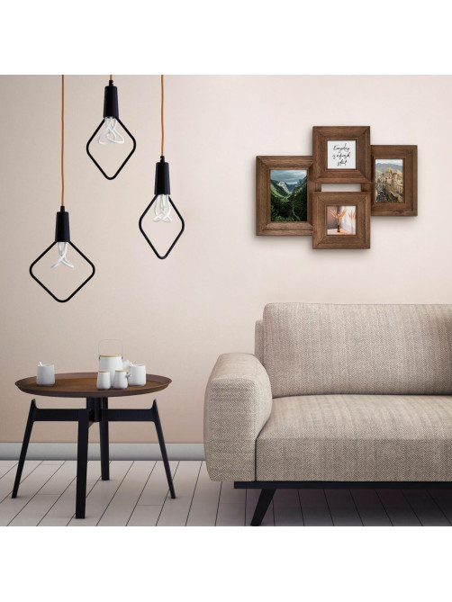 Рамка из мангового дерева BRAUBERG LOFT QUAD, фото разного размера, стекло, 52х39 см, 391283
